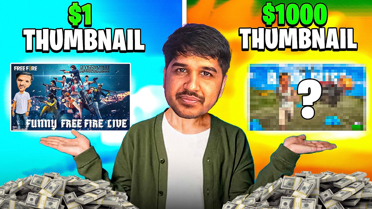 $1 vs $1,000 Free Fire Thumbnail - Reaction