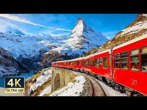 Visp to Zermatt Switzerland 🇨🇭 4K Matterhorn Gotthard Railway Train 4K