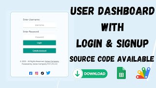 How to create a user dahboard in web app script with login and sign up form | Part 1