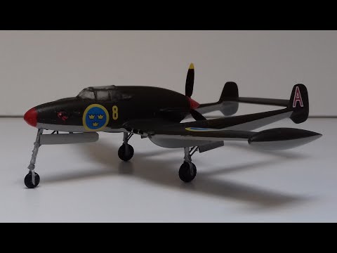 COMPLETED BUILD. SPECIAL HOBBY SH72215, 1/72; SAAB J-21A. SWEDISH AIR FORCE, SVENSKA FLYGVAPNET.