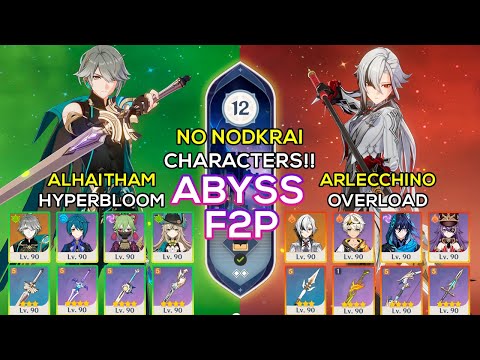[F2P] C0 Alhaitham Hyperbloom & C0 Arlecchino Overload | NEW Spiral Abyss 6.2 | Genshin Impact