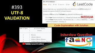 YouTube video 'UTF-8 Validation | LeetCode 393 | Google Interview Question | Bit Manipulation @LearnOverflow'