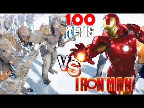 100 Yetis VS Iron Man in Frozen Valley Fallout 4 Fun