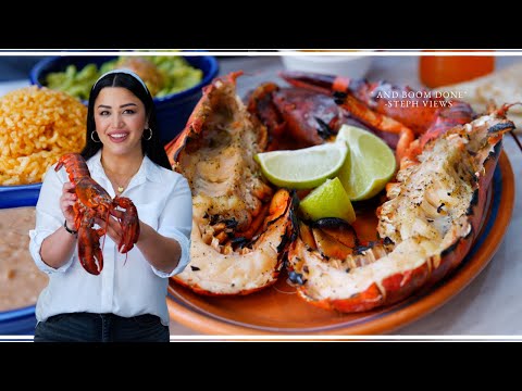 The Best Mexican Restaurant style Grilled Lobster Recipe | Puerto Nuevo Baja SEAFOOD plate
