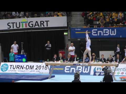 Janik Gabriela am Balken beim DTB- Pokal 2016