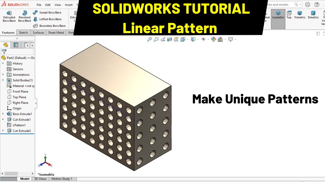 LINEAR PATTERN in SOLIDWORKS | Robo CAD