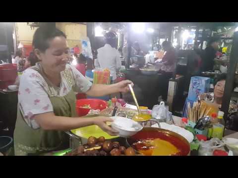 Cambodian Street Food - Buying Noodle And Walk Around Phnom Penh Market Video