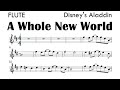 A Whole New World Flute Sheet Music Backing Track Play Along Partitura