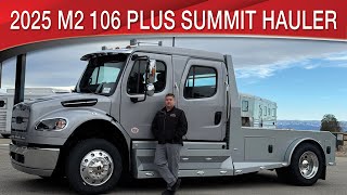 A preview image of the linked video showcasing 2025 Freightliner M2 106 Plus Summit Hauler