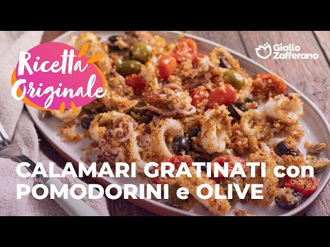 CALAMARI GRATINATI al FORNO con POMODORINI e OLIVE😍🌊🍅