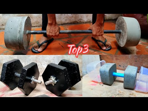 3#/How To Make Homemade Dumbbell & Barbells For Free-DIY Weights