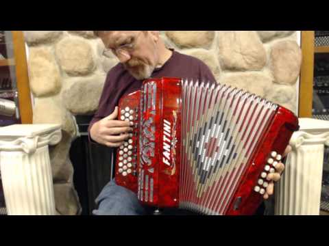 1924 - Red Fantini Diatonic 3 Row Button Accordion GCF LMMM 12 $1495