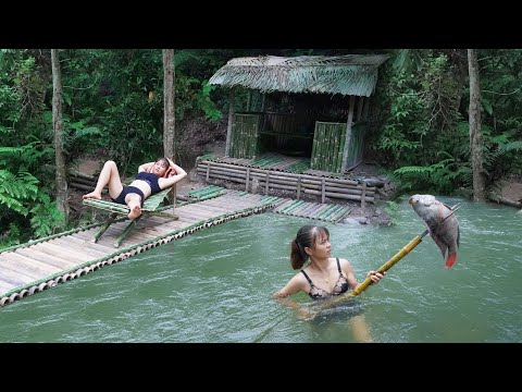200 Day in the Wild--Build Log Cabin in Forest -/Great Survival Trip...\Video Timelapse