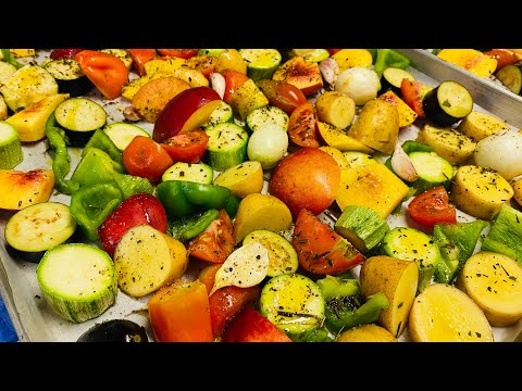 Verdure al forno con le pesche￼. Sono una delizia