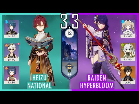 Heizou National & Raiden Hyperbloom - 3.3 Spiral Abyss Floor 12 9 star