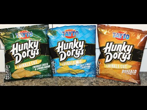 Tayto Hunky Dorys Crinkle Cut: Cheddar Cheese & Spring Onion, Salt & Malt Vinegar, Buffalo Review