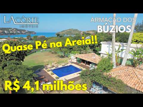 BÚZIOS: FERRADURA! Casa de praia quase pé na areia! Vista MAR e terreno grande! Mansão!