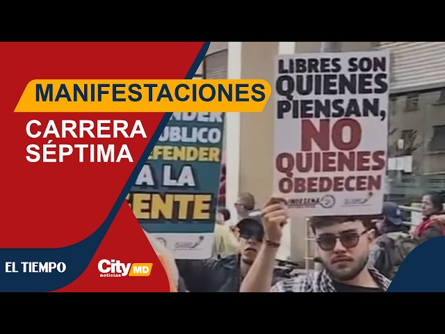 Manifestaciones en la carrera séptima: sindicato del SENA protestó pacíficamente