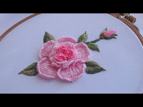 3D Rose  Embroidery Elegant bouquet of roses