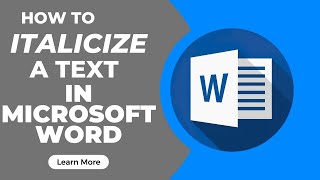 How To Italicize a text in Microsoft Word (how to italicize in word)