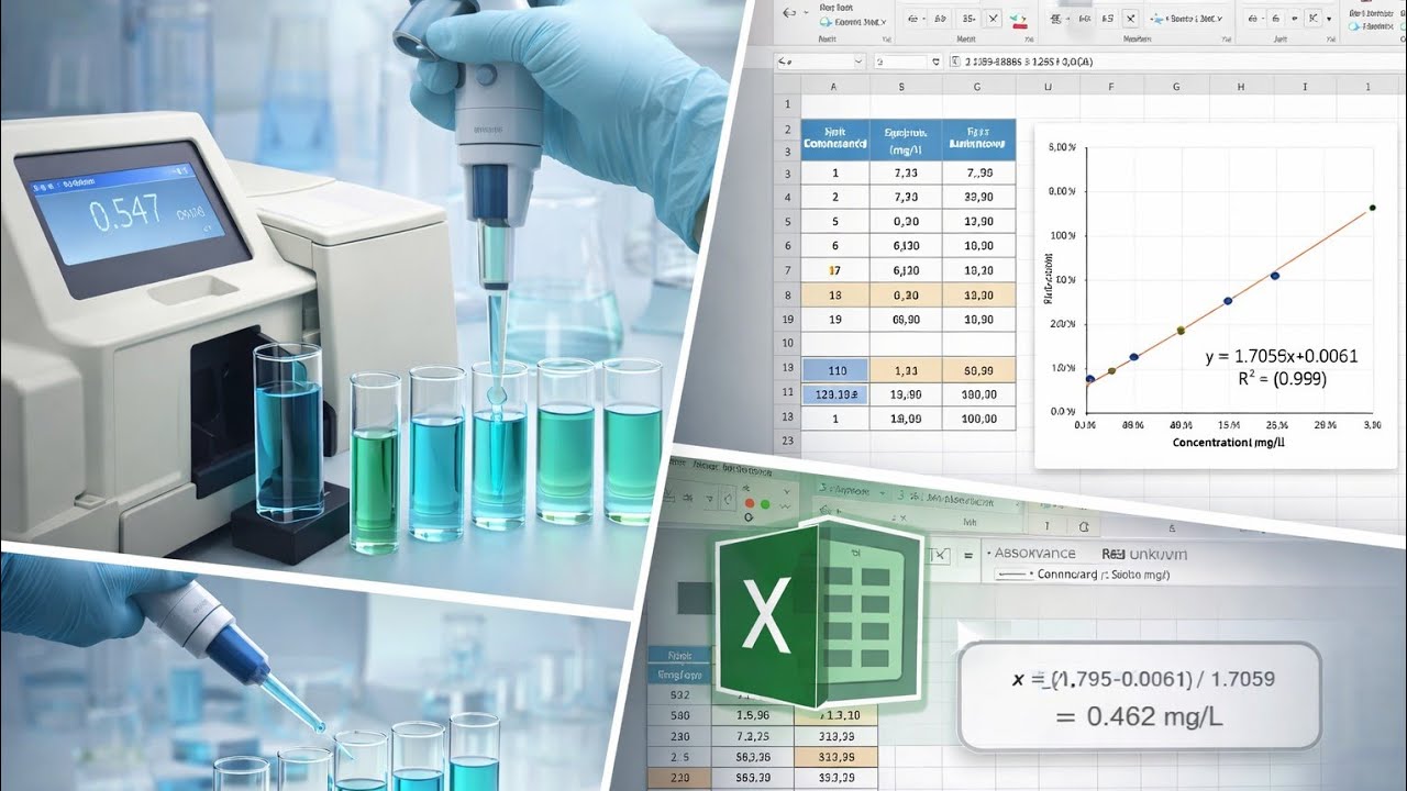 UV–Vis Spectroscopy: Determining Unknown Concentration Using Excel (Calibration Curve Method)