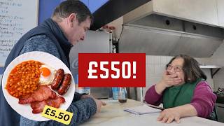 I Gave A Struggling Restaurant Owner £550! London's Cheapest Cafe!