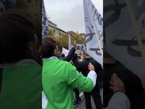 Hamburg, Germany, dozens of Taliban and Al Qaeda flags fly