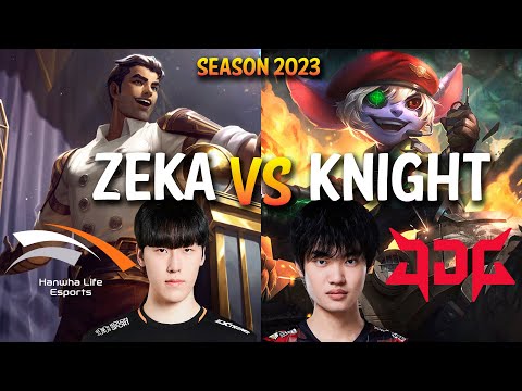 HLE Zeka vs JDG Knight - Zeka JAYCE vs Knight TRISTANA Mid - Patch 13.15 KR Ranked
