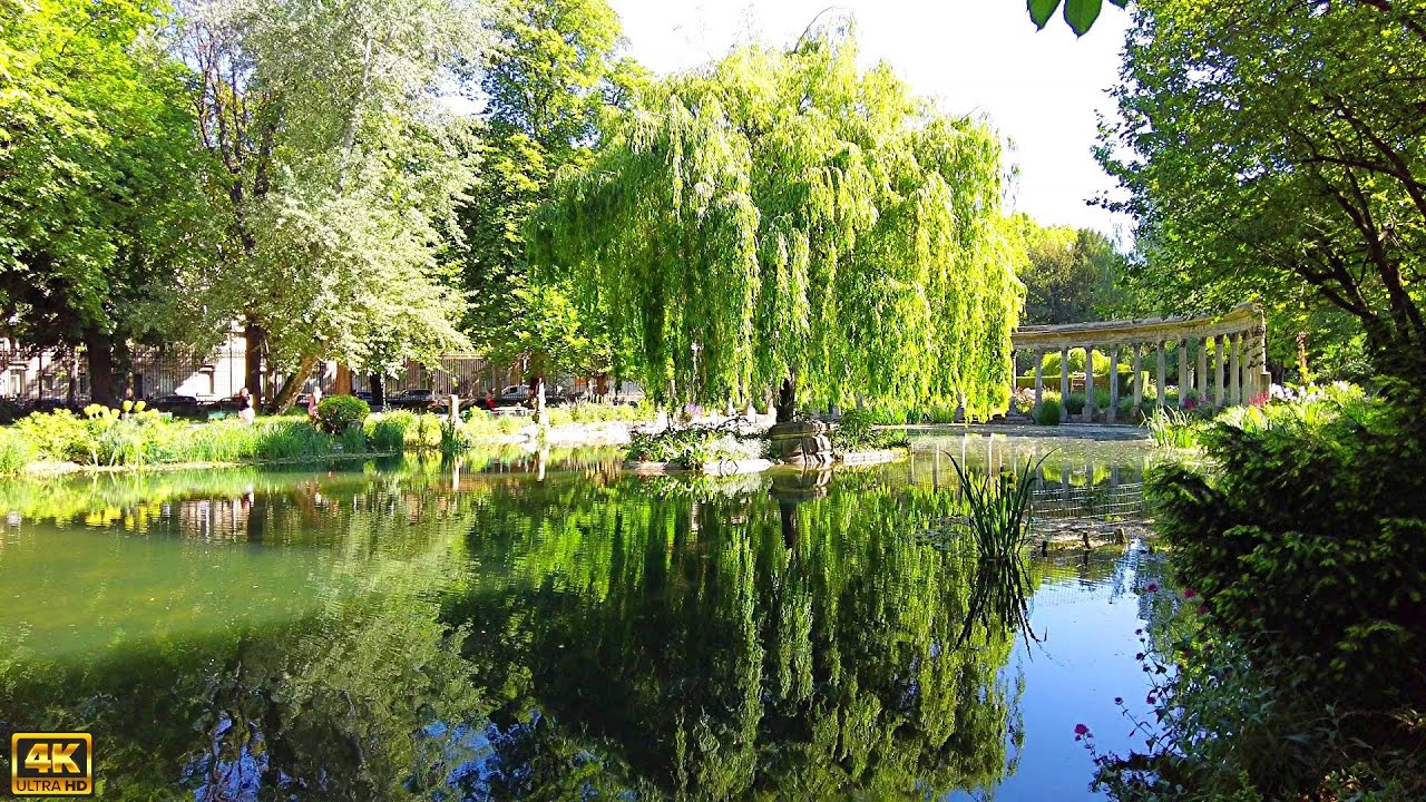 Embark on a walking tour through the picturesque Monceau Park.