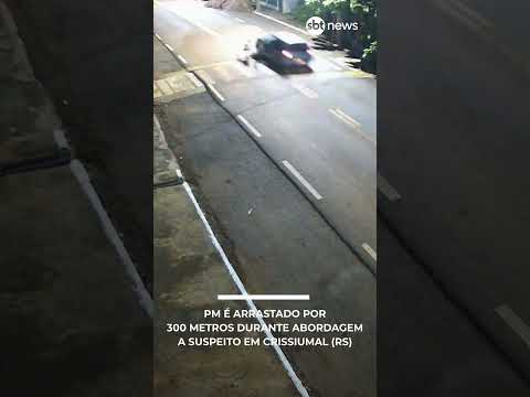PM é arrastado por 300 metros durante abordagem a suspeito em Crissiumal (RS) | #SBTNews