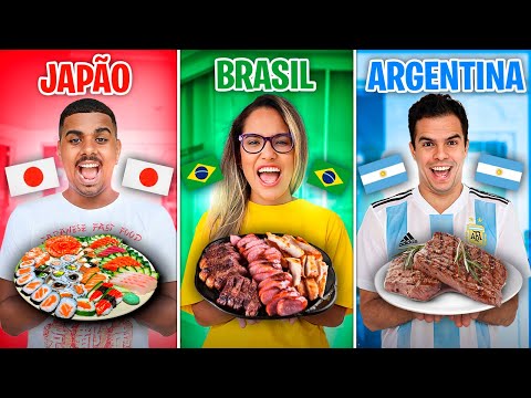 24 HORAS COMENDO SÓ COMIDAS DOS PAÍSES DA COPA!