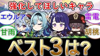【原神】強化してほしいキャラ、ベスト３は？