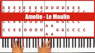 Le Moulin Amelie Piano Tutorial - ORIGINAL (Yann Tiersen)