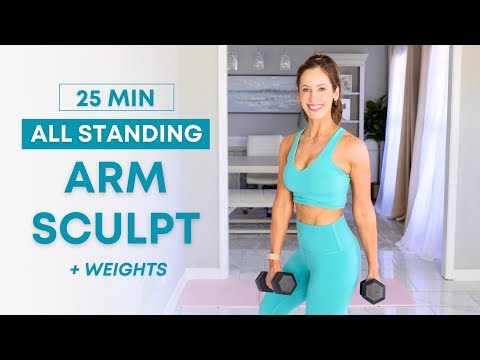 25 min Arm Sculpting Workout with Dumbbells | ALL Standing