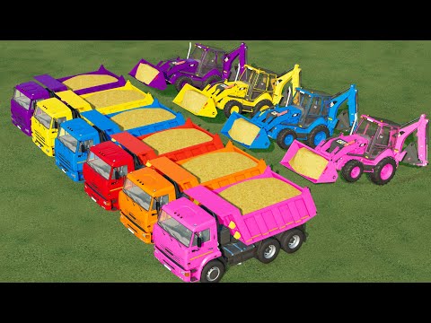 Transport of Colors! Load &Transport w/ Cat Loader and Trucks! Straw Job! Farming Simulator 22