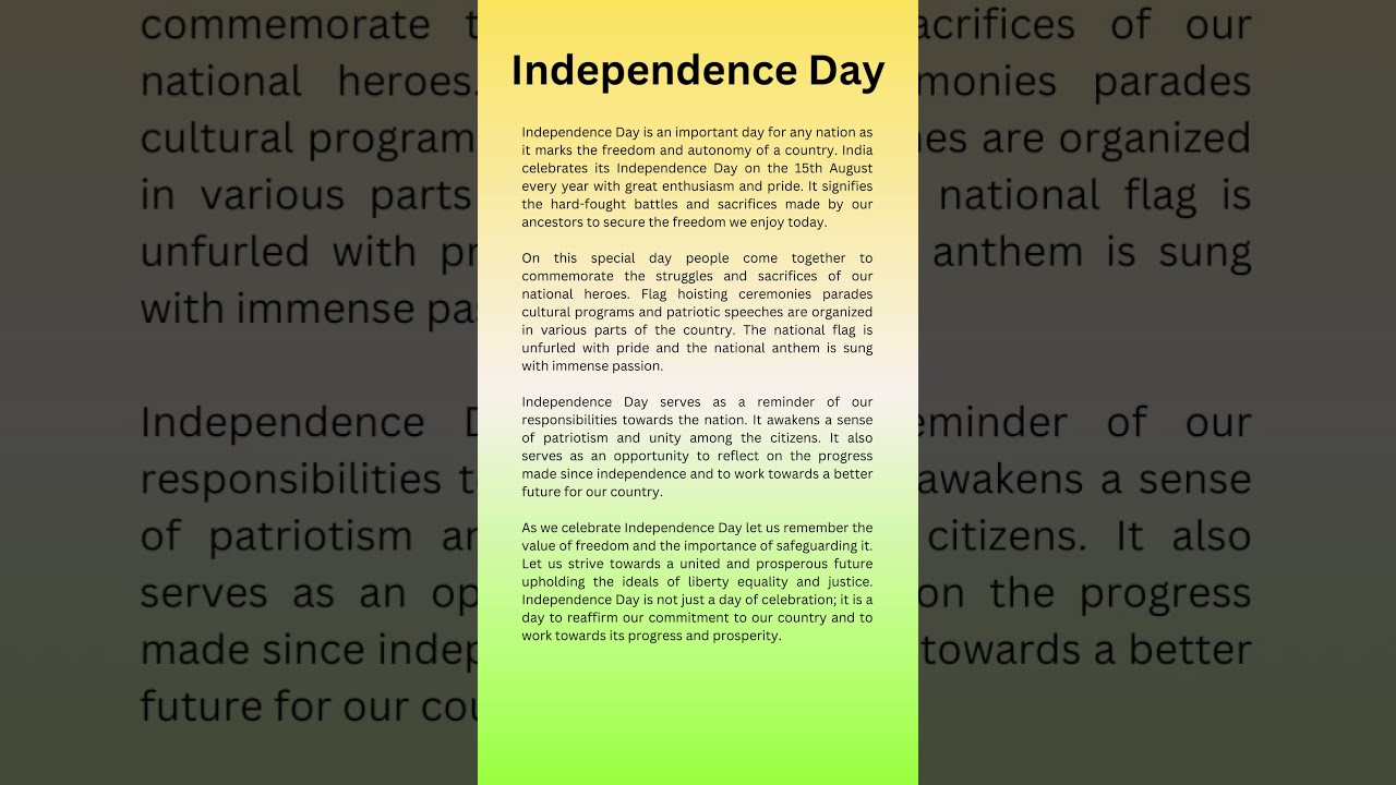 short paragraph on independence day 2023l #shortvideo #shorts #ytviral #independenceday