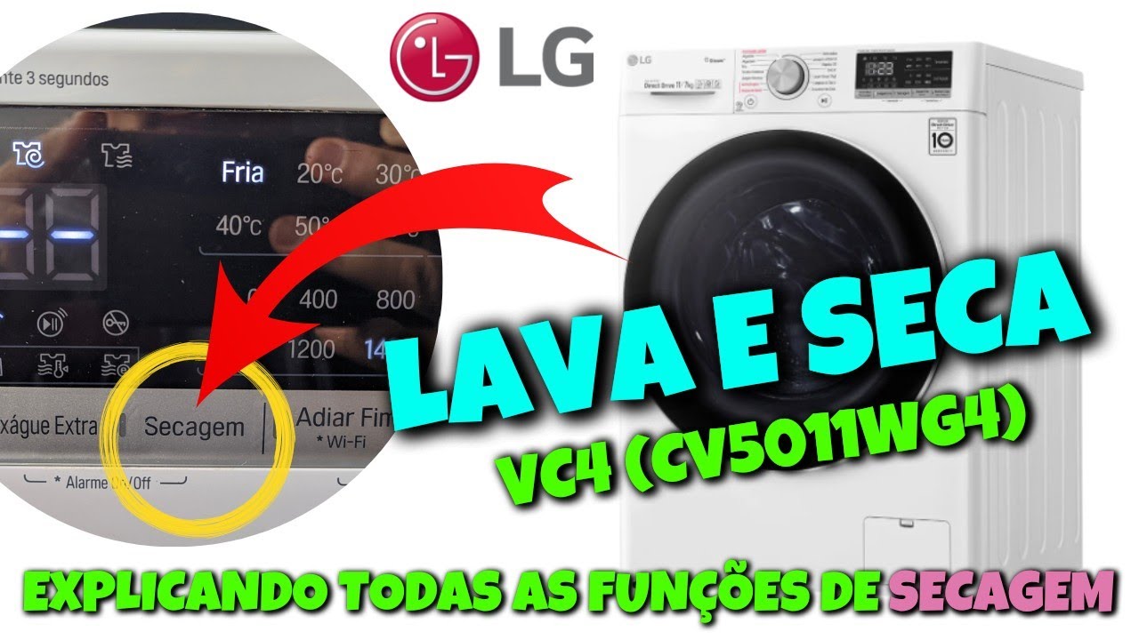 EXPLICANDO TODAS AS OPÇÕES DE SECAGEM da LAVA E SECA LG VC4 11kg | Dicas e Cuidados!!!