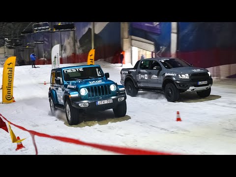 UpHill Snow Drag: Jeep Wrangler vs. Ford Ranger Raptor