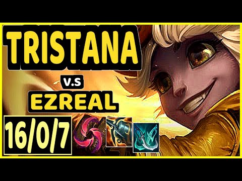 TRISTANA vs EZREAL - QUADRAKILL 16/0/7 KDA BOTTOM ADC CHALLENGER GAMEPLAY - KR