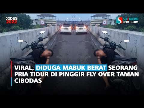 Viral, Diduga Mabuk Berat Seorang Pria Tidur di Pinggir Fly Over Taman Cibodas