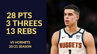 Michael Porter Jr 28 Pts 3 Threes 13 Rebs Highlights vs Charlotte Hornets | NBA 20/21 Season