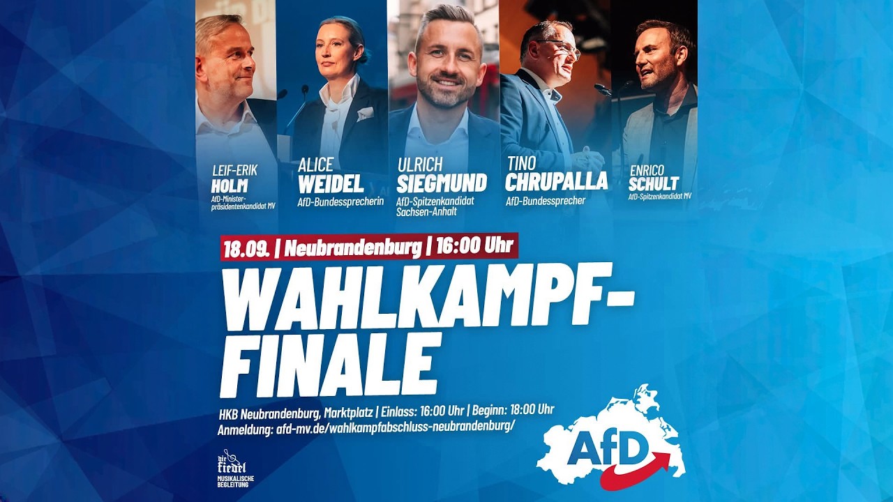 AfD-Wahlkampfabschluss: Alice Weidel, Tino Chrupalla, Leif-Erik Holm und Ulrich Siegmund!