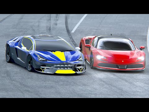 Lamborghini Scorpion Concept vs Ferrari SF90 Stradale at Deep Forest Raceway
