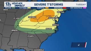 Severe storm threat later this week for Hampton Roads