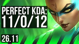 NIDALEE vs DIANA (JGL) | Perfect KDA: 11/0/12 | KR Challenger | 26.11