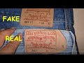 Real vs fake Levi's Jeans.  How to spot fake Levi's 501 jeans denim