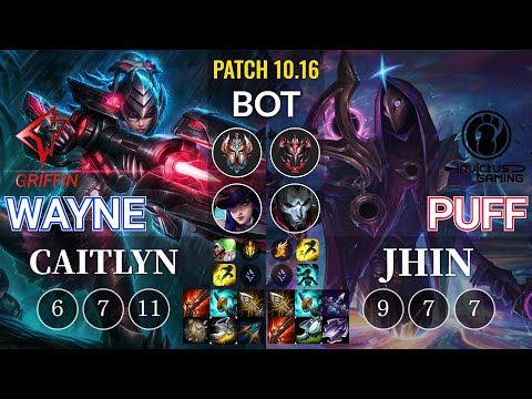 GRF Wayne Caitlyn vs IG Puff Jhin Bot - KR Patch 10.16