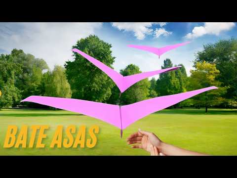 AVIÃO DE PAPEL MORCEGO que BATE ASAS e VOA MUITO LONGE! 🛫 Origami Fácil + Dobraduras DIY 2025] ✂️✨