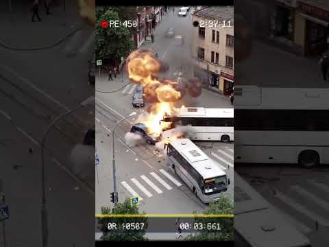 The shockwave rattles nearby vehicles  Pedestrians scream and run for safety #accidentday