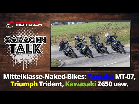 Mittelklasse Naked Bikes - Yamaha MT-07, Triumph Trident, Aprilia Tuono 660, Kawasaki Z650 uvm.